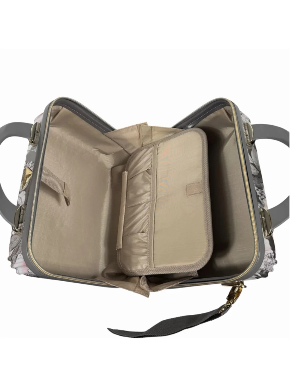 Triforce Elite Performance Avignon Hard Travel Makeup Case Zipper Gray Floral